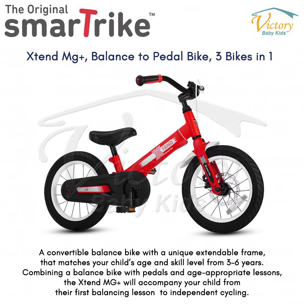 SmarTrike Xtend Mg+ Balance to Pedal Bike, 3 Bikes in 1 Red Sepeda Anak