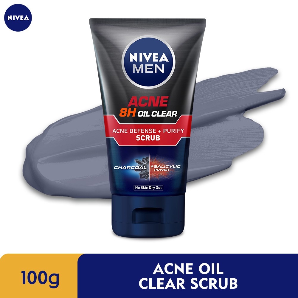 Nivea Men Acne 8H Oil Clear Acne Defense + Purify Scrub 100ml