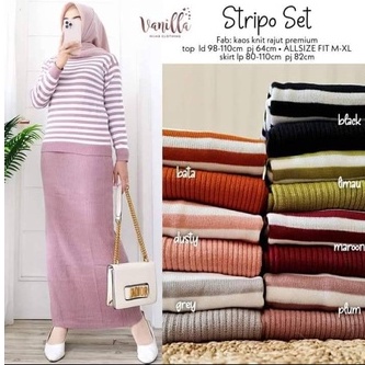 STRIPO SET BY VANILLA / ARSY SET JUMBO BY SHOFIYA / SETELAN BAHAN URAGIRI CRINCLE AIRFLOW / ONESET B