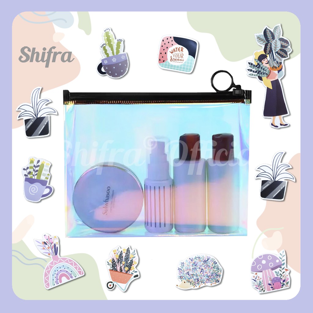 Shifra Tempat Masker Pouch Masker Transparan Holo (Free Stickers)