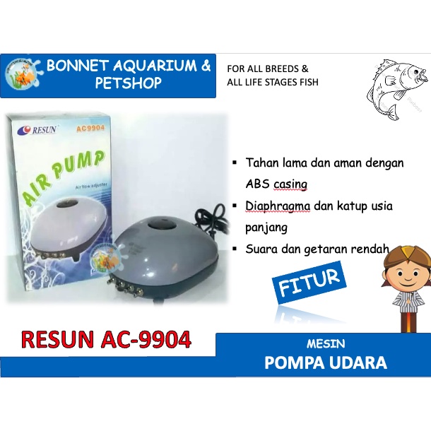 Pompa udara aerator 4 Lubang Resun AC 9904 Airpump Aquarium