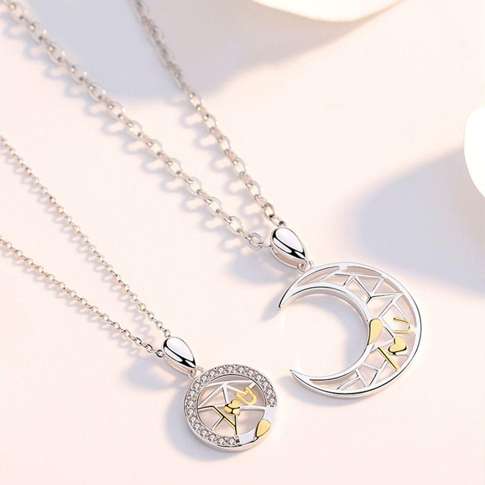 Lily Moon Sun Necklace Lovers Kalung Klavikula Hari Valentine Anti Karat