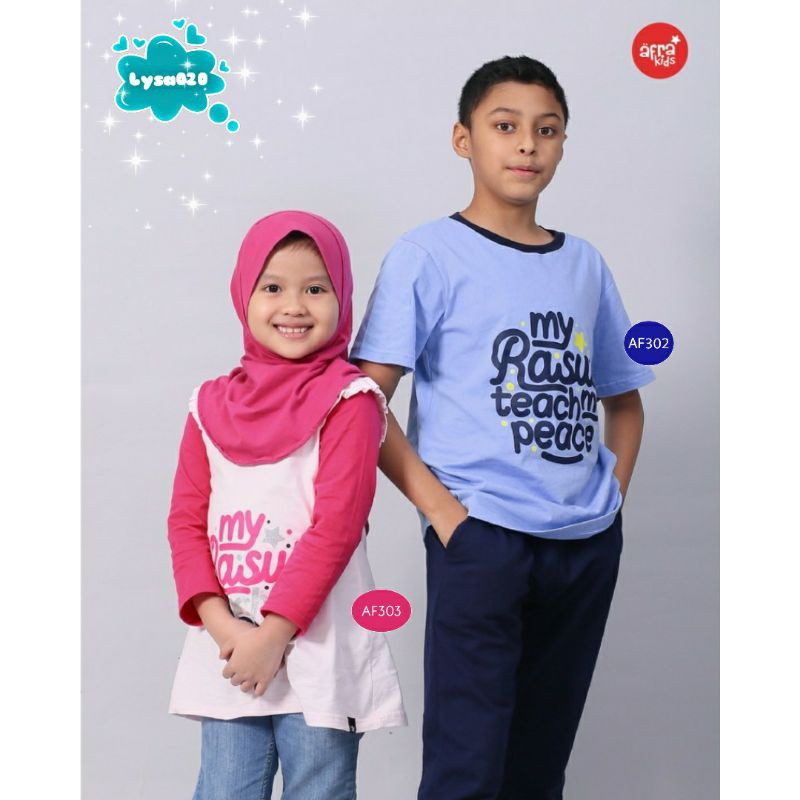 Kaos Couple Afrakids AF302 dan AF303 &quot;My Rosul Teach Me Peace&quot;