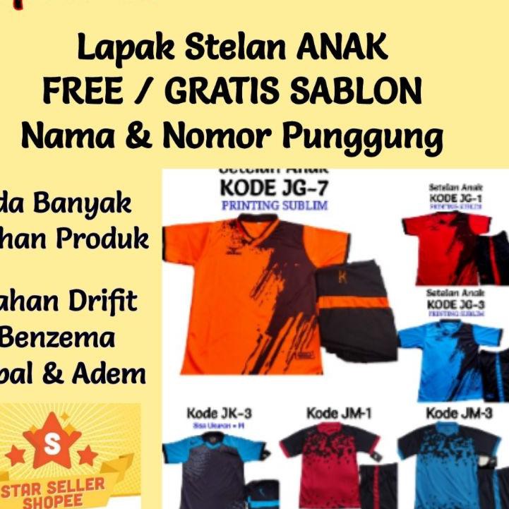 ♧ Baju Bola Anak Gratis Sablon Nama & No Punggung | Baju Futsal Anak | Jersey Futsal Anak | 10 ➦