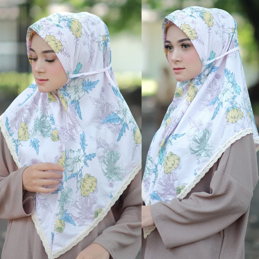 JIlbab KCB Instan Motif Bunga Katun Rayon , Kerudung ...