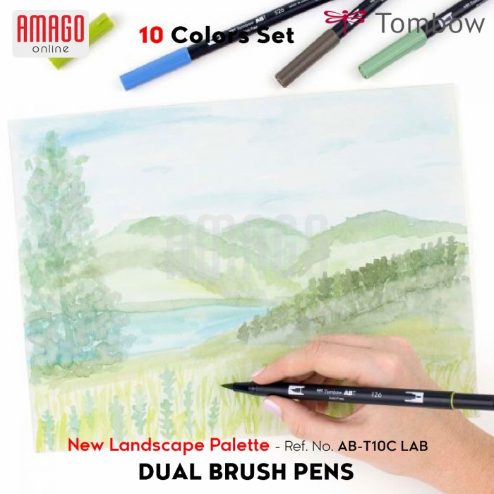 TOMBOW Dual Brush Pens - LANDSCAPE Palette of 10 colors - AB-T10C LAB