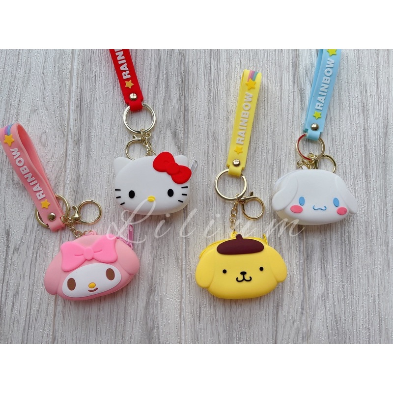 key chain dompet silikon mini TU057 hello kitty melody pompurin cinamoroll gantungan kunci keychain