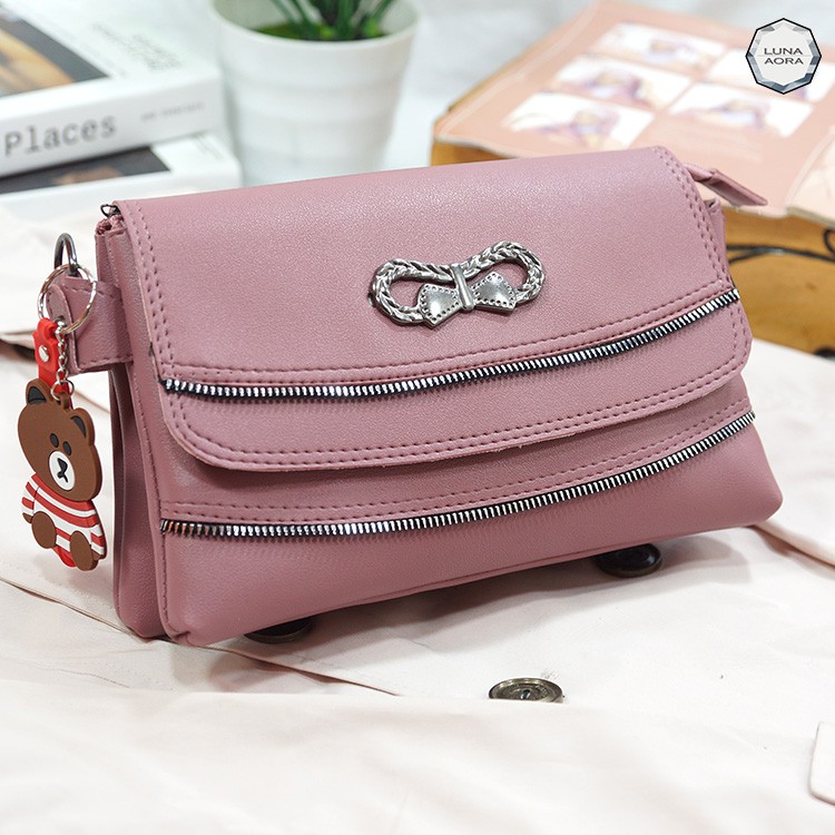 Luna Aura Tas Clutch Wanita Fashion Pita Cantik Dua Ruang/Tas tangan wanita/Tas ootd