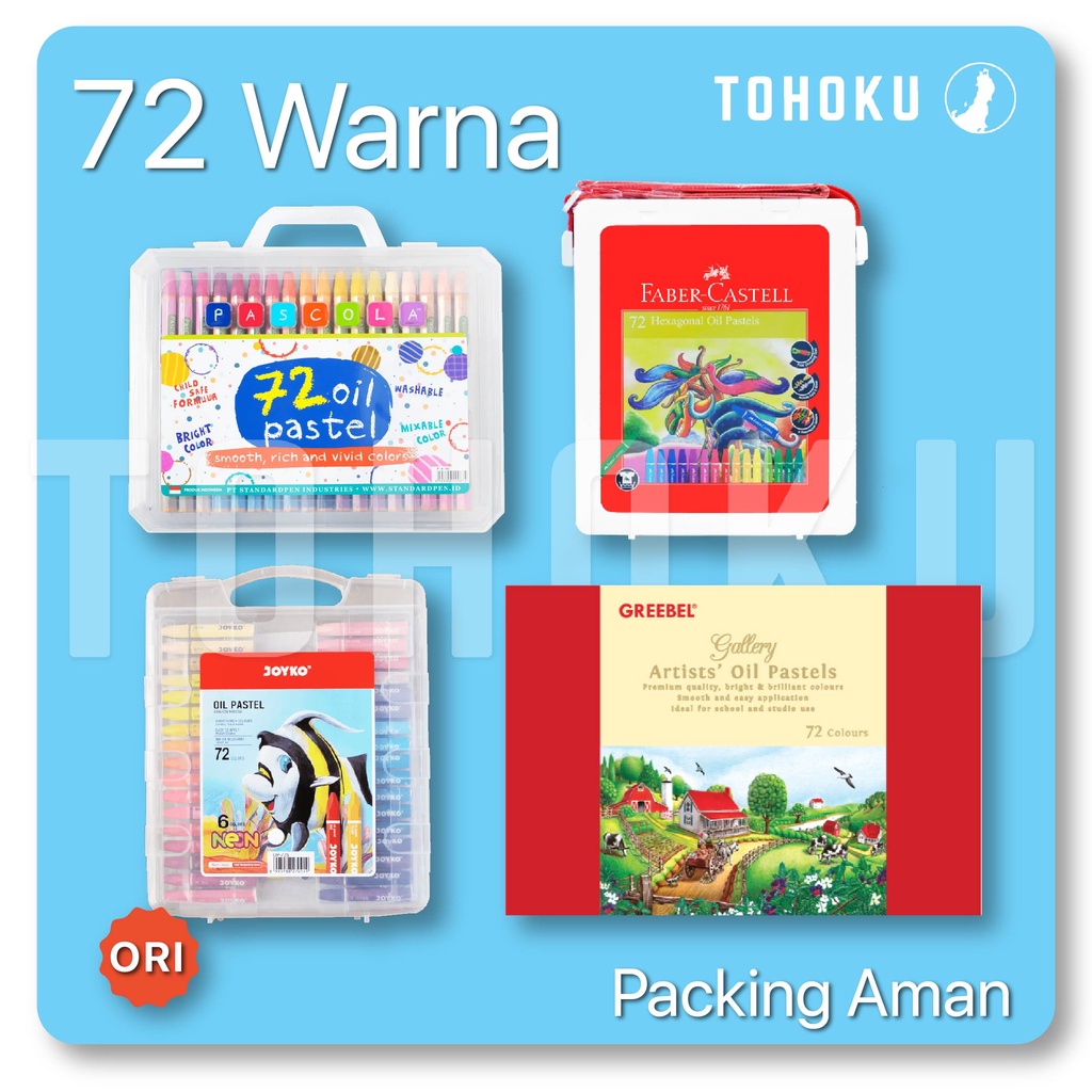 

(Packing Aman) Krayon 72 Warna Set - Faber Castell - Pascola - Joyko - Titi - Greebel