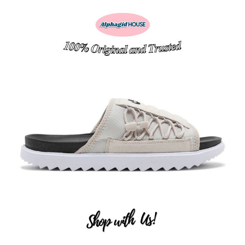 Nike Asuna Slide Cream Black Sandal Suede Unisex-100% Original Resmi