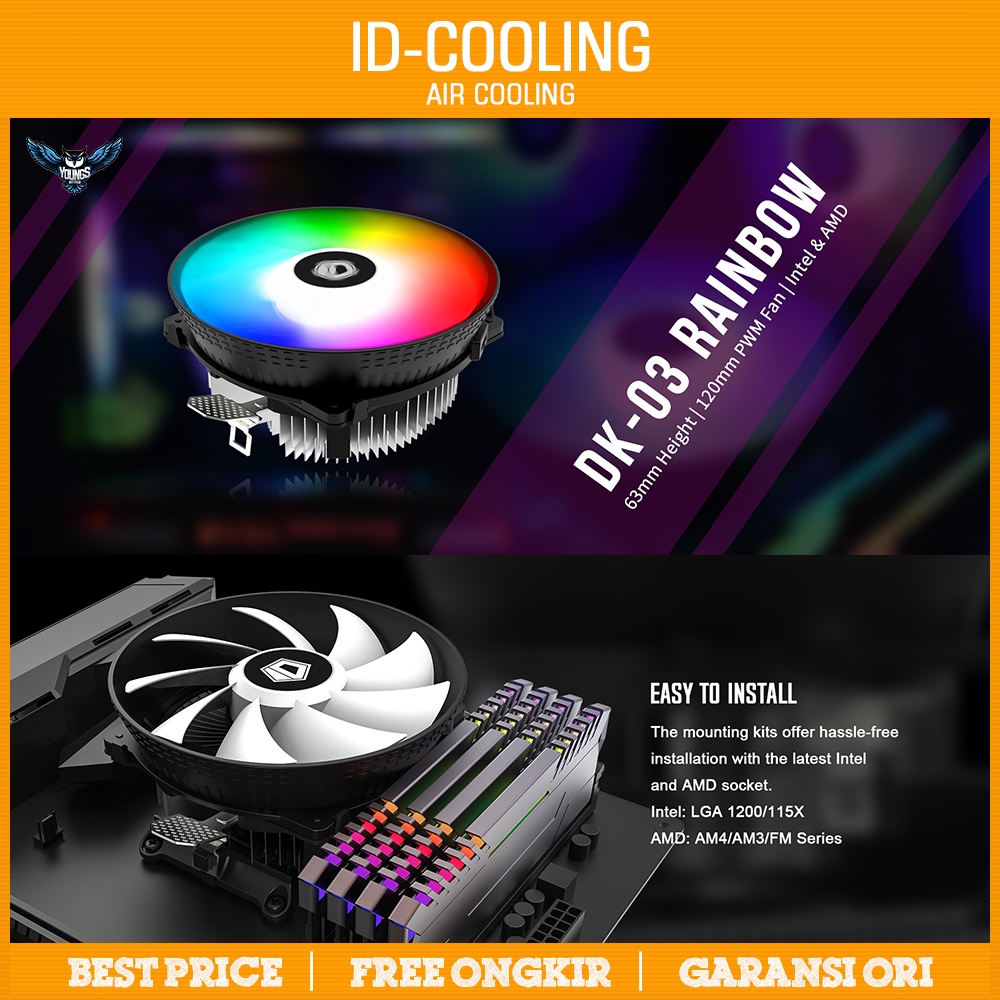 ID-Cooling DK-03 RAINBOW | HSF 120mm RGB AIR CPU Cooler (Intel / AMD)