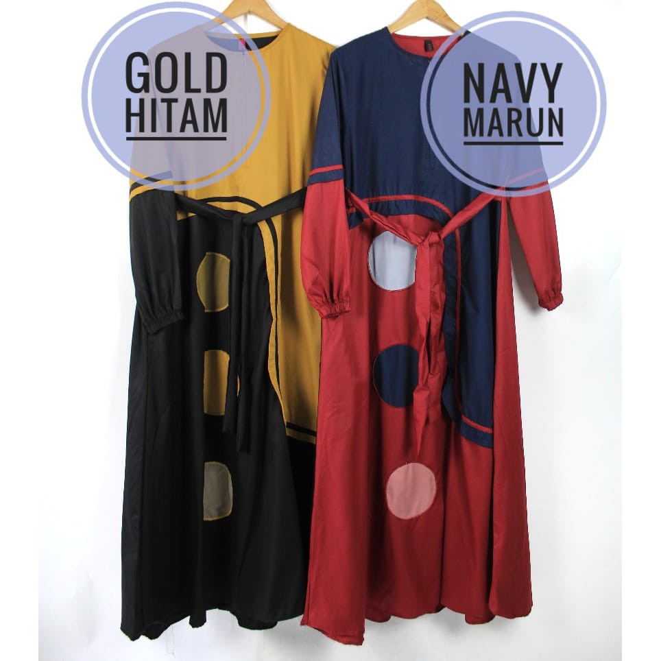 Gamis Ninos toyobo Nino ASSYAFA cyrcle 3 baju muslim polkadot wanita terbaru tuyobo fodu XL