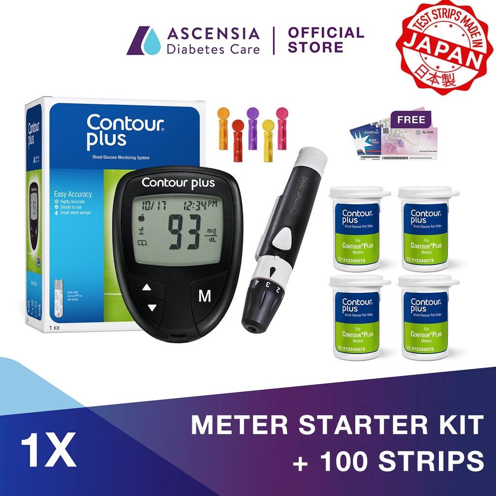 Contour Plus Alat Test Gula Darah + Contour Plus 25 Strip 4 Box FREE Voucher Sodexo Rp.50.000