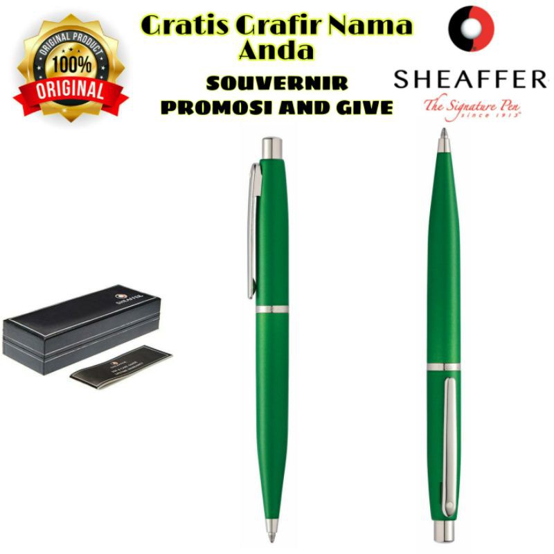 

PULPEN SHEAFFER ORIGINAL VFM VERY GREEN BALLPOINT GRATIS CUSTOM GRAFIR NAMA ANDA