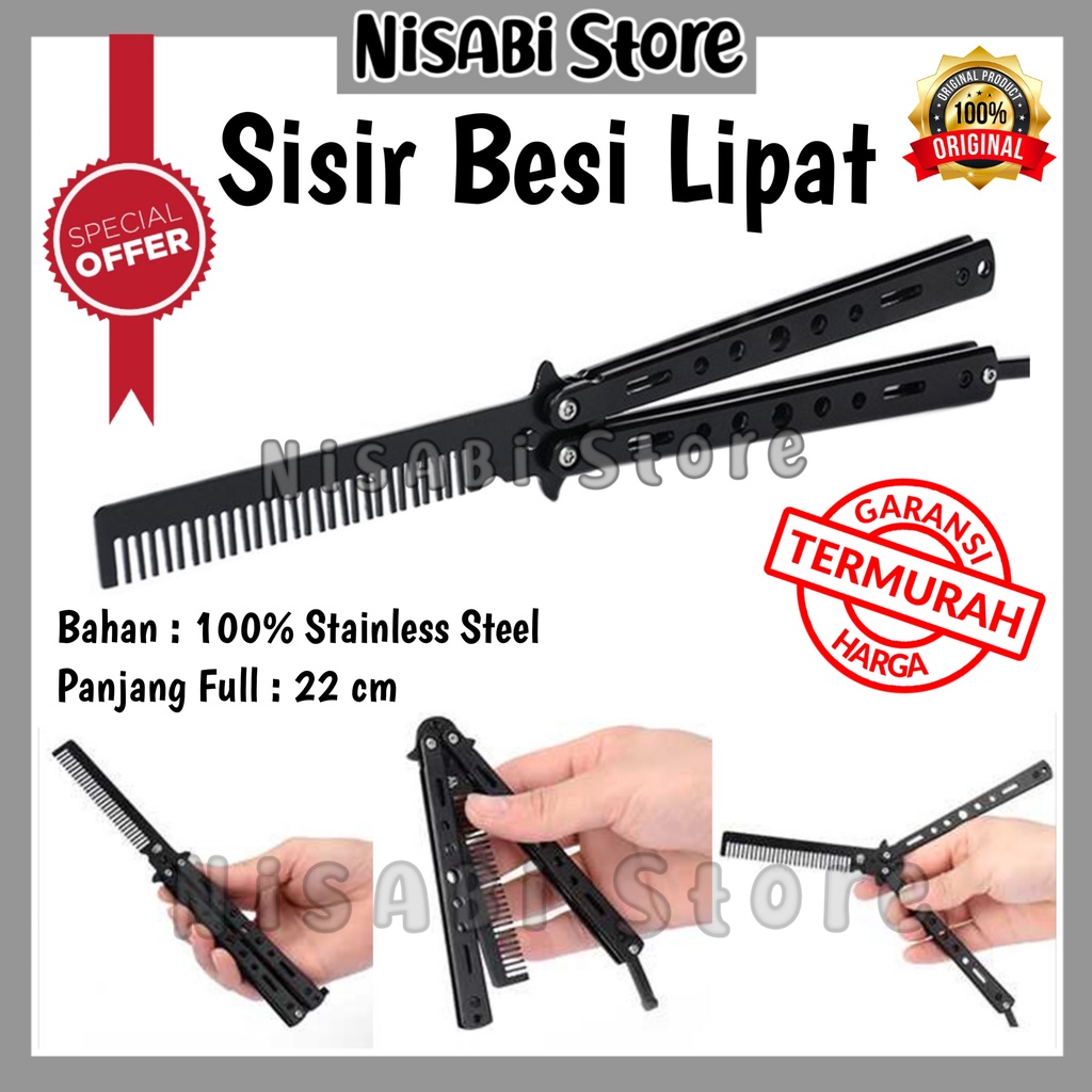 Balisong Trick Benchmade Training Trainer Pria Bentuk Sisir Rambut Besi Butterfly Cowok Tumpul Alat 