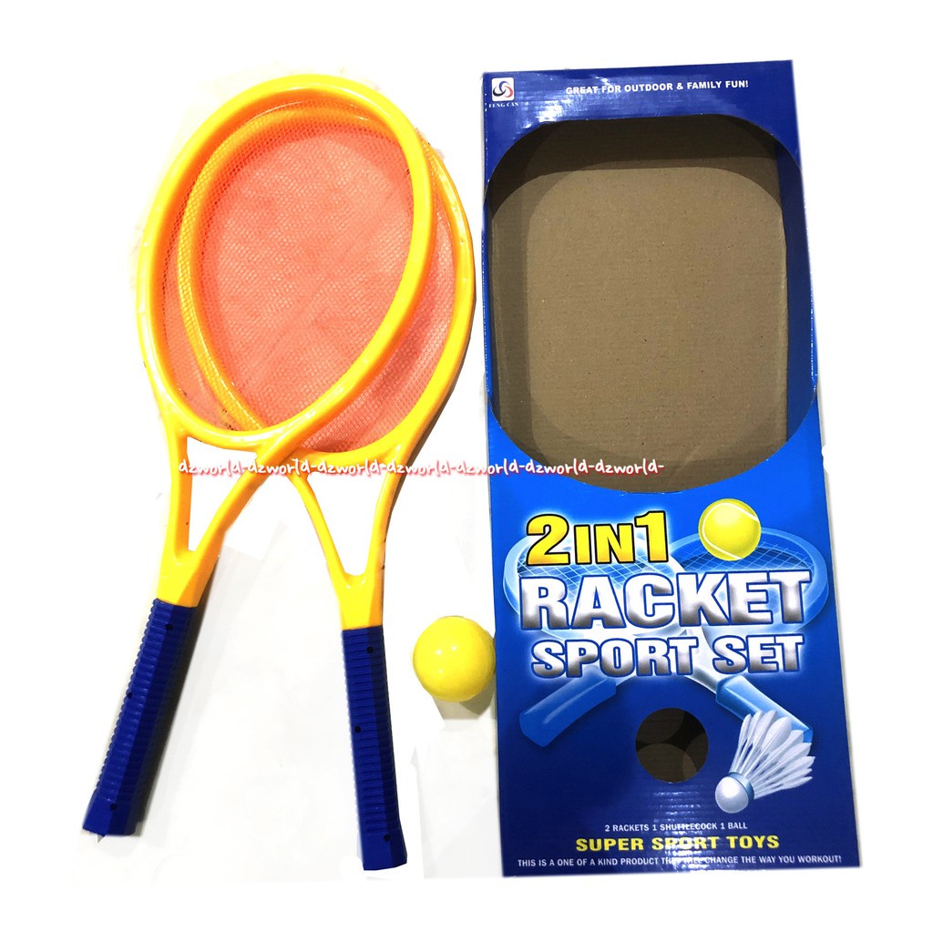 2 In 1 Racket Sport Set Raket Plastik Bening 2Pcs Bermain Bersama Keluarga