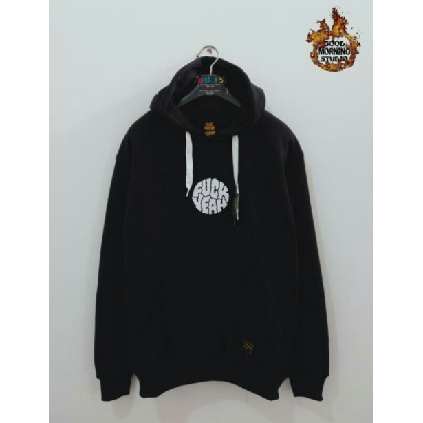 Sweater Hoodie Pria Distro Bahan Premium Good Morning Size Jumbo Warna Hitam Switer Hodie Cewe Cowo
