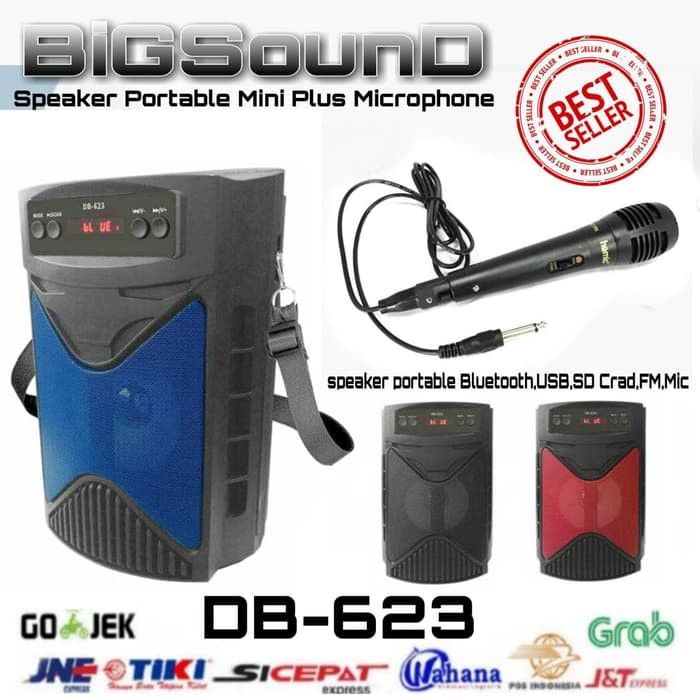 Speaker Bluetooth Mini Karaoke DB 623 Bluetooth, MP3, USB, SD Card, FM
