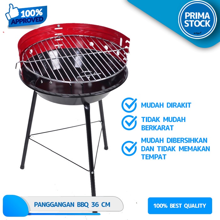 Terlaris PANGGANGAN ALAT BAKAR BBQ GRILL PORTABLE 36 CM 14 "in STANDING BERDIRI Alat panggangan port