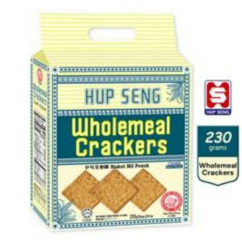 Biskuit Hup Seng Wholemeal Crackers 230g /Hupseng Biscuit Krakers Gandum Whole Import Impor Malaysia