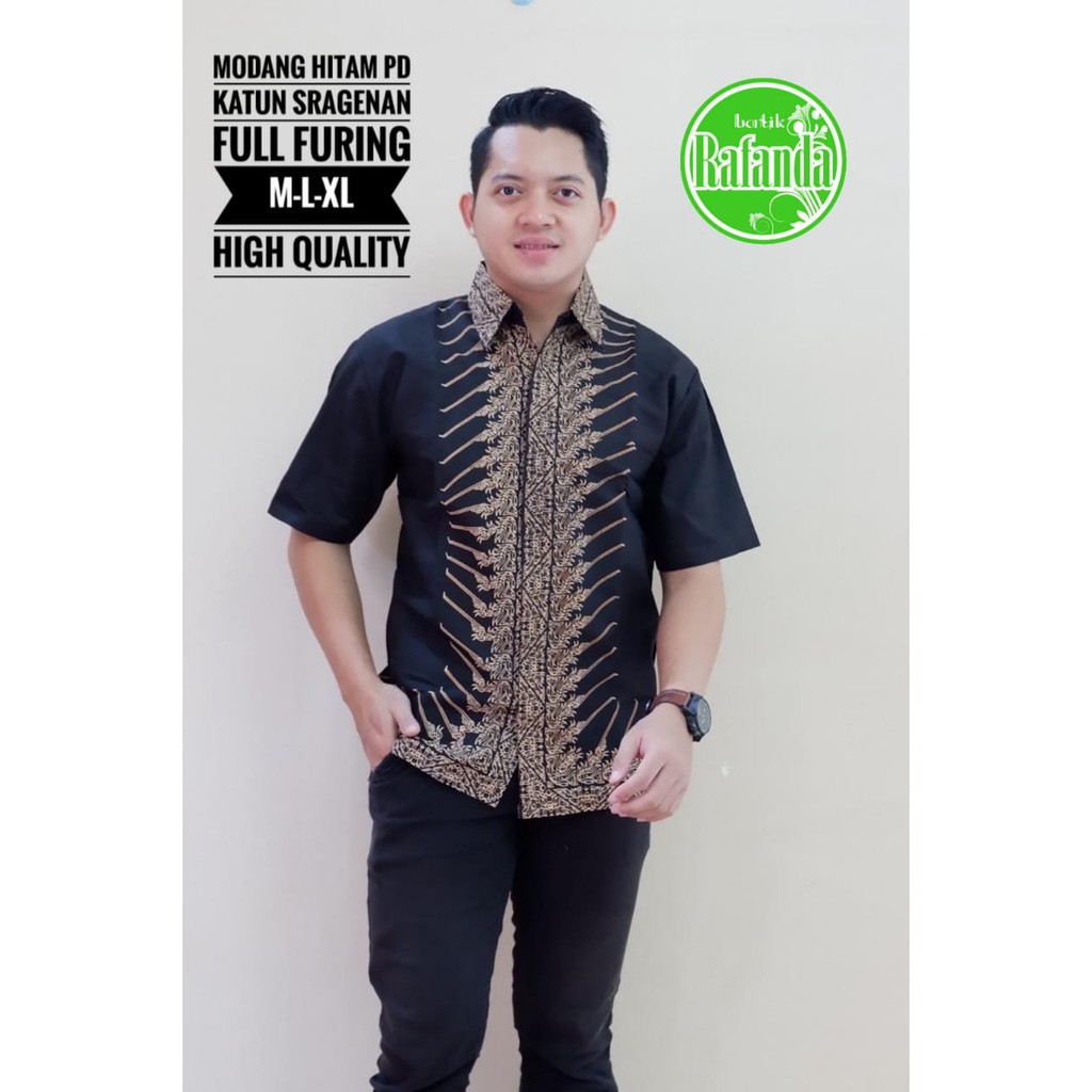 MODANG HITAM RAFANDA BAJU KEMEJA BATIK PRIA SOLO LENGAN PANJANG PENDEK LAPIS FURING ATASAN BATIK PREMIUM MODERN KATUN HALUS GURDO EMAS TRESNO KARISMA MERAH ALBANI MAHKOTA BUNGA SATRIO SAE PRAKARYA NAGA BIRU BRAHMANA BIRU PROBOSETO ARESHA MAHKOTA PITA DEWO