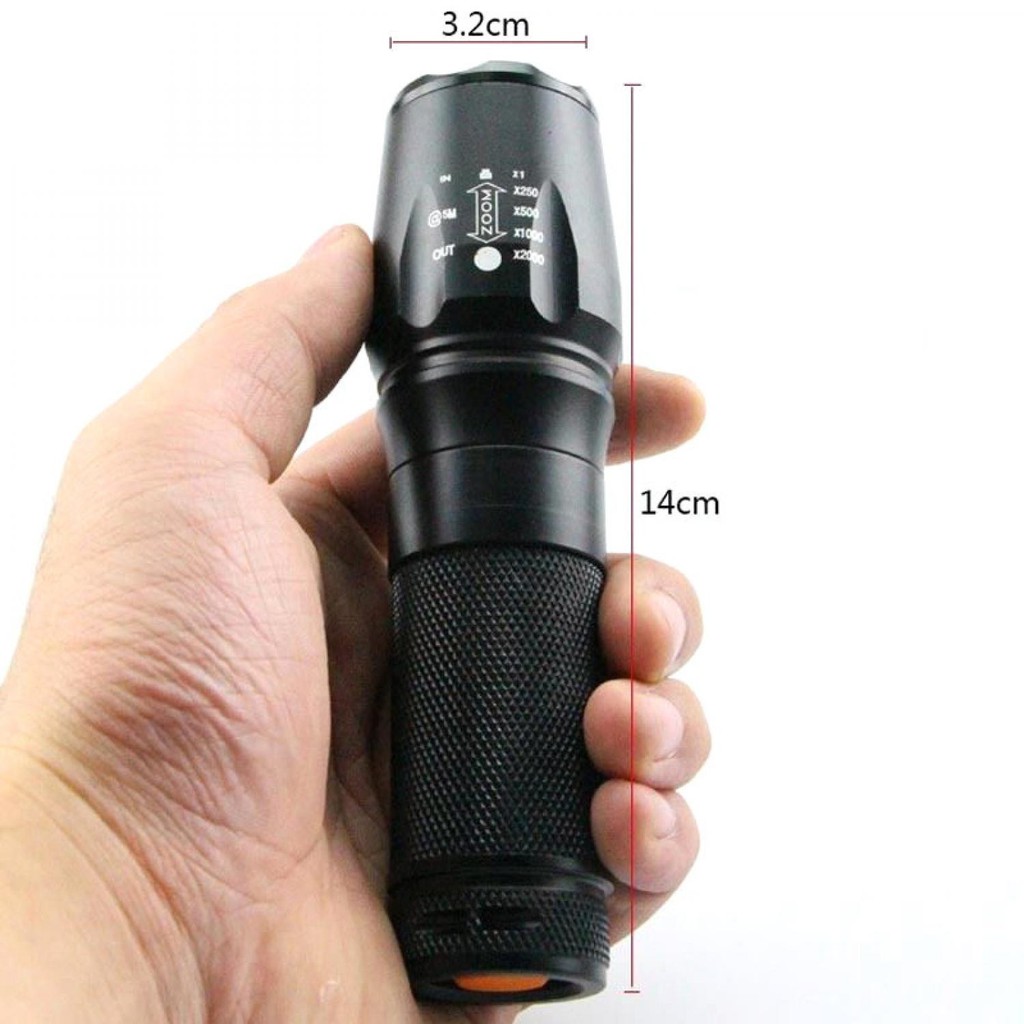 Senter LED Cree XM-L 26650 5000 Lumens-Hitam