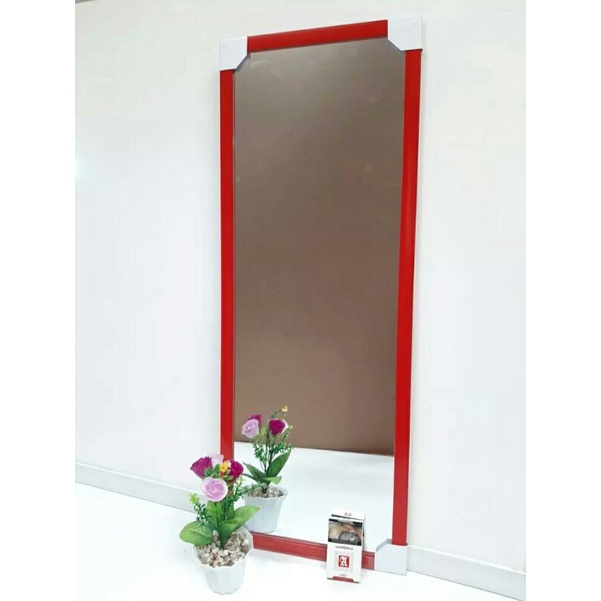 (PECAH GANTI BARU)CERMIN RIAS/DINDING MINIMALIS(34×90)FULL BODY-Merah