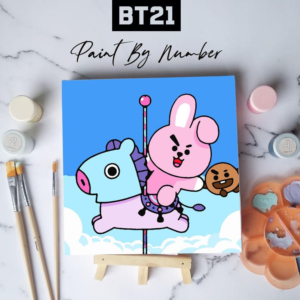 

ㅄ Paint By Number BTS BT21 Ver-4 Kpop With Canvas / DIY Painting / Painting Kit ¥