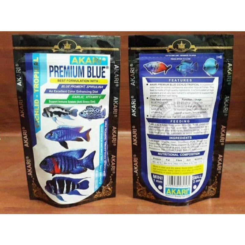 0Akari Premium Blue CichlidTropical 100Gram (1mm). Pelet Cichlid
