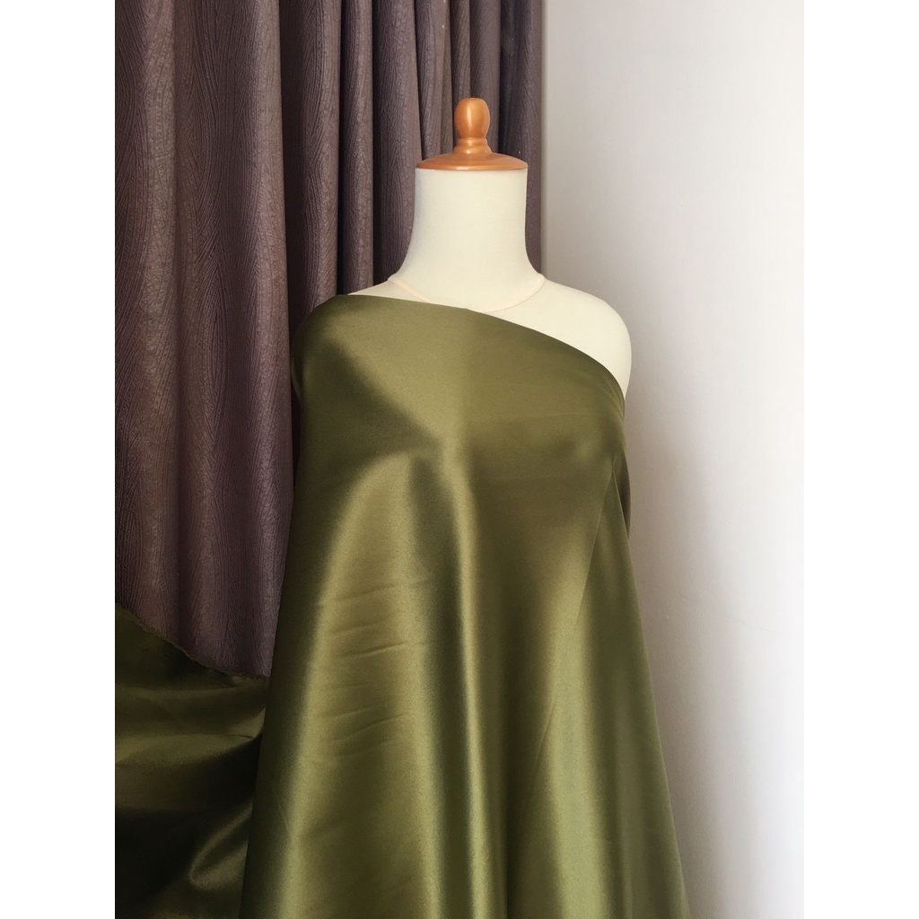 Kain Bahan Satin Velvet Premium Meteran Grade A Warna Hijau Army