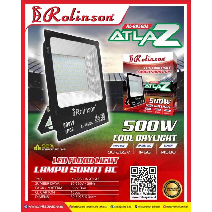 RL-99500A Lampu Sorot AC 500 Watt Rolinson atlaz IP66 Tembak flood led