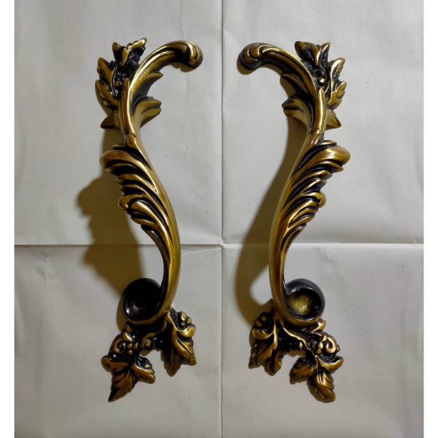 Handle Pintu Rumah Kuningan Cakar Daun AB Juwana