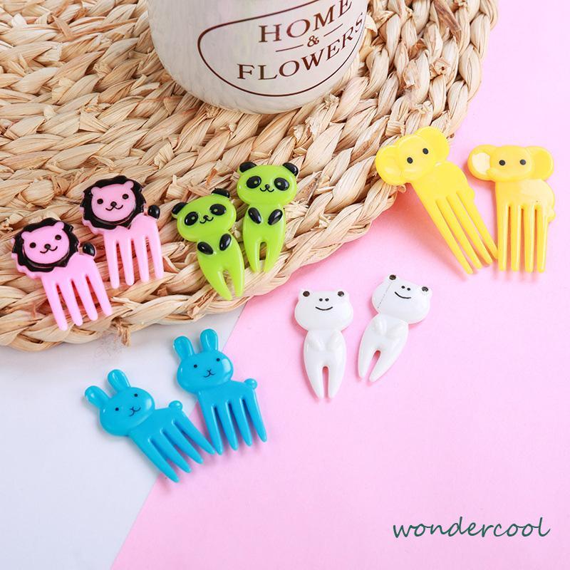 Garpu Buah Mini Set 10pcs Kartun Binatang Peternakan - Garpu Bento Buah Motif Animal -Won