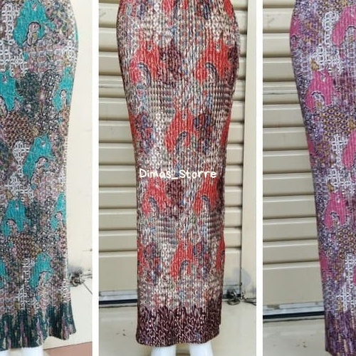 Gisela Rok Span Plisket Panjang Batik Wanita Jumbo Fit To Xxl - Hijau Tosca, Xxl 018