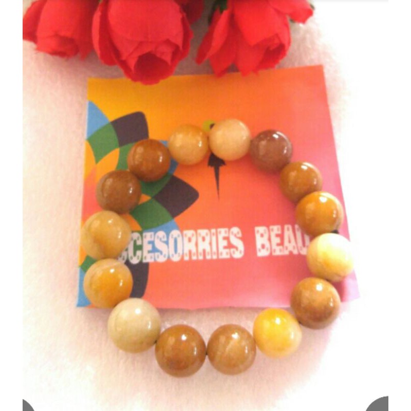 Gelang Batu Akik ManiGajah Asli 12 mm bukan Sintetis/Tiruan