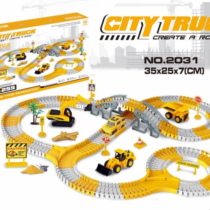 Maianan Anak DIY Rel Truck Konstruksi CITY TRUCK Create A Road