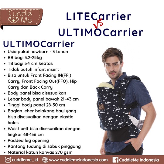 [BONUS EXTRA] Cuddleme Ultimo Baby Carrier Cuddle Me Gendongan Depan Ransel Hipseat Bayi SSC M-Shape M shape Newborn Hadap Depan