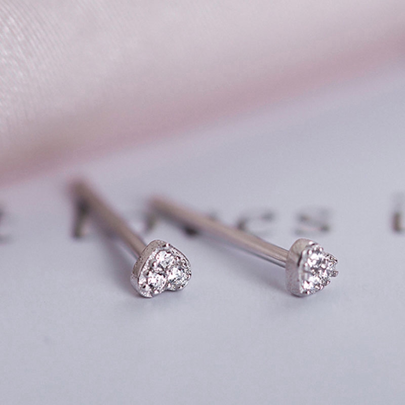 Heart Rhinestone Earrings Womens Ladies Simple Stud Earring Ear Cuff Jewelry Accessories Sweet Heart Jewelry