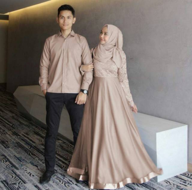 BAJU COUPLE / AGODA COUPLE / BAJU PESTA / DRESS BRUKAT tersedia ukuran kecil hingga super jumbo