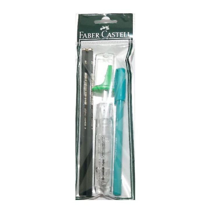 

Faber Castell - Paket Ekonomis [2Pencil + 1Eraser + 1Rautan + 1CorTape + 1Pulpen]
