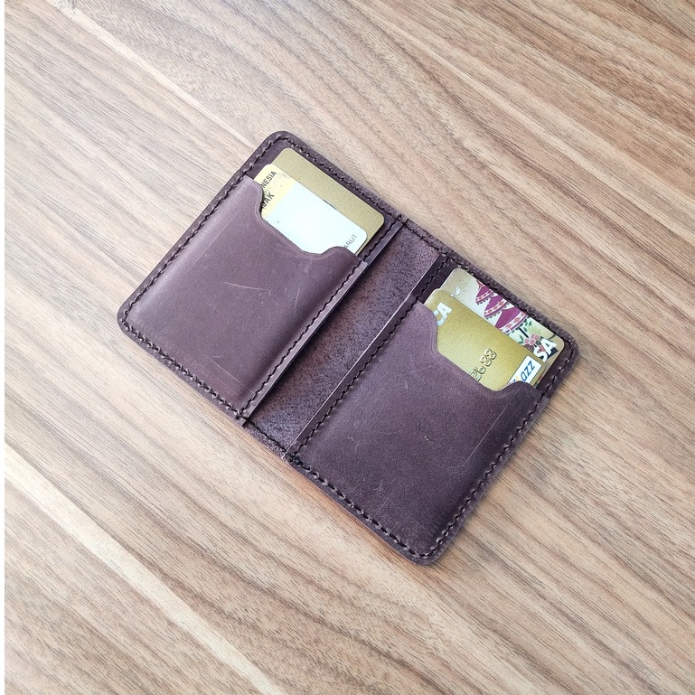 Dompet Kartu Pria Card Holder Pria Lipat Dua Kulit Asli