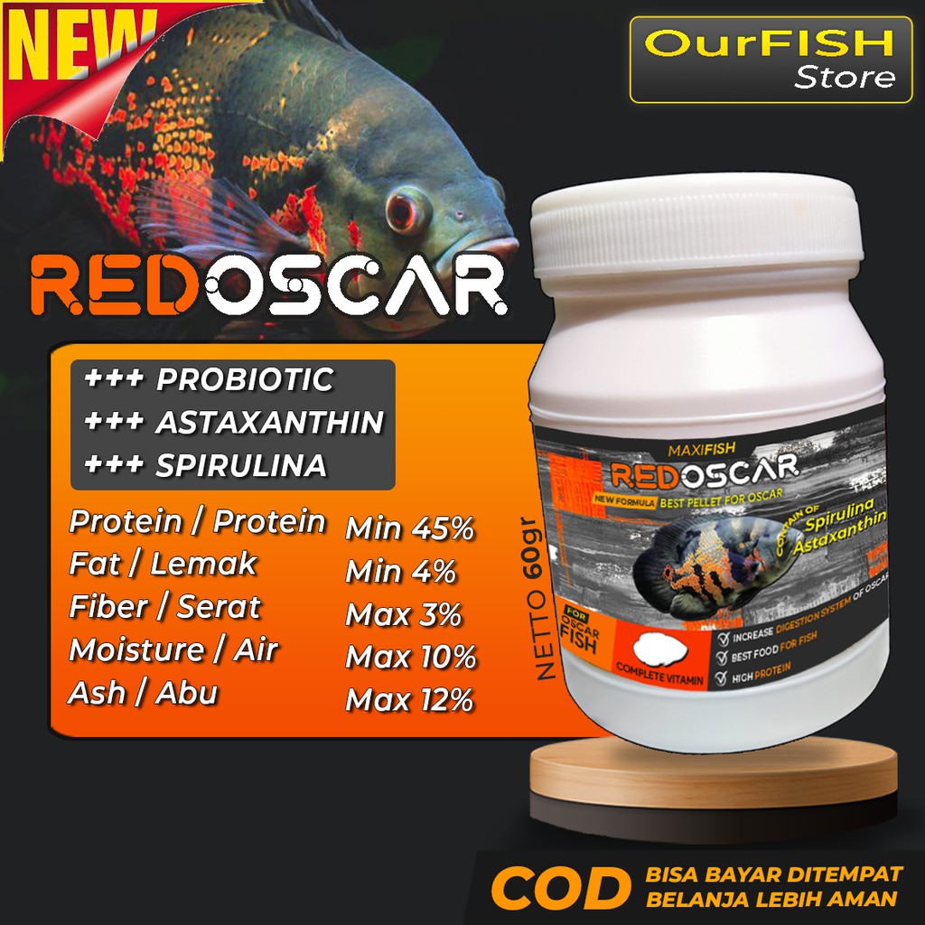 OURFISH - Pakan Ikan Oscar Pelet Makanan Premium Tiger Albino Batik Paris Tembaga Slayer Redoscar