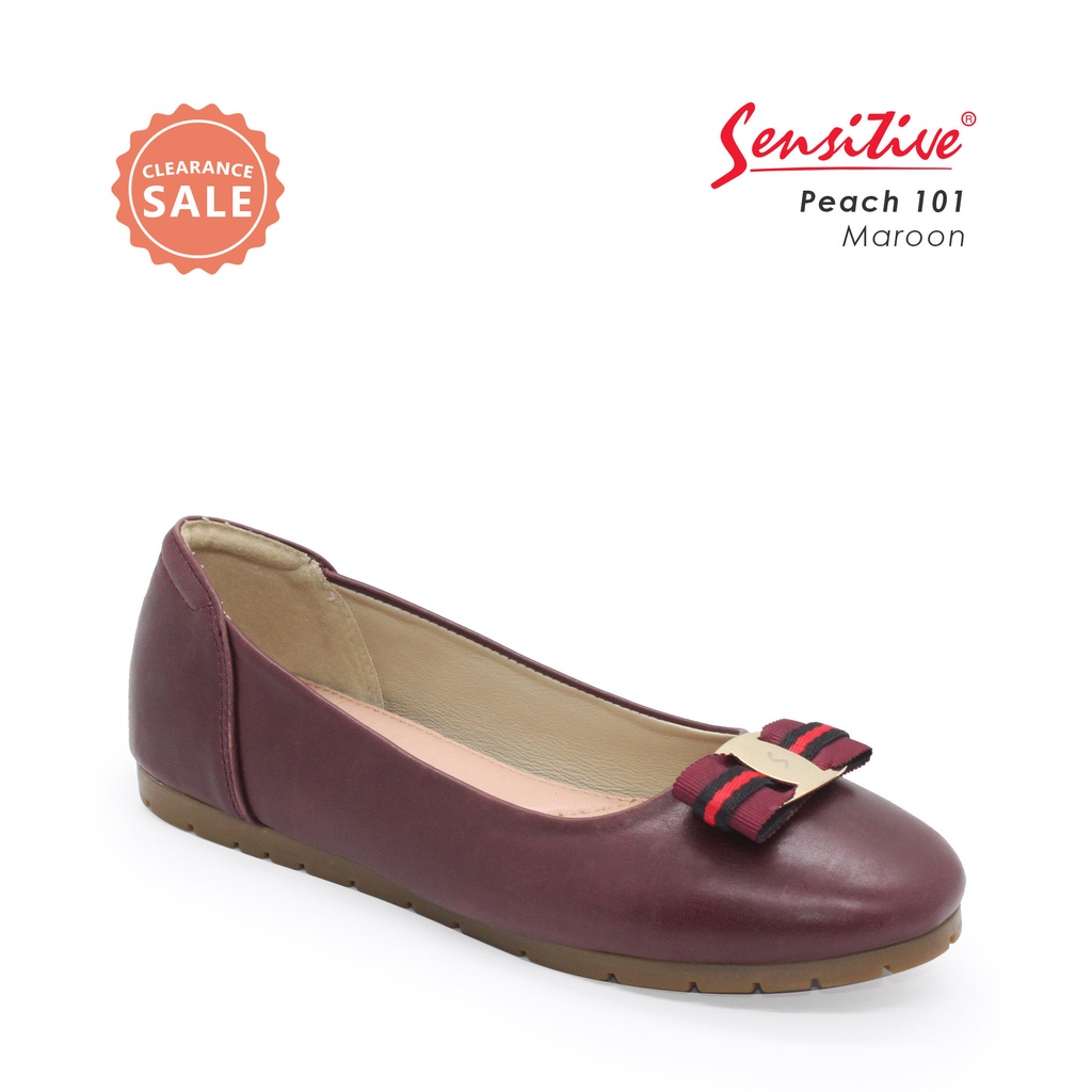 SENSITIVE Flat Shoes Kulit Wanita  Peach 101 Merah Tua