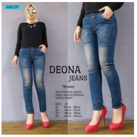 DEONA RIPPED JEANS, bahan melar. Sobek tidak tembus