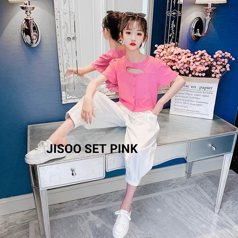 JISOO SET / BAJU SETELAN ANAK PEREMPUAN / SET CELANA PANJANG ANAK REMAJA / SET CASUAL IMPOR KOREA