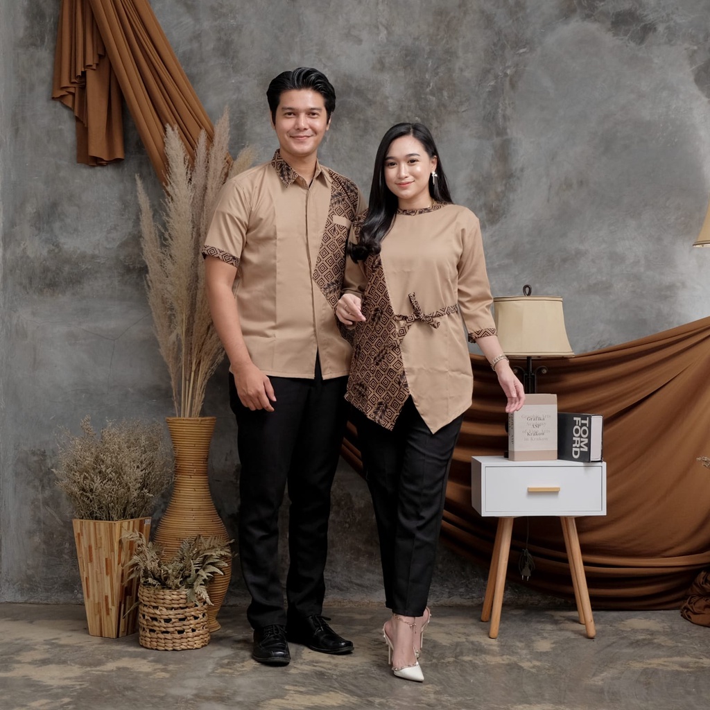 Atasan wanita couple batik/blus batik/kemeja batik/sarimbit keluarga/hem batik/batik kombinasi