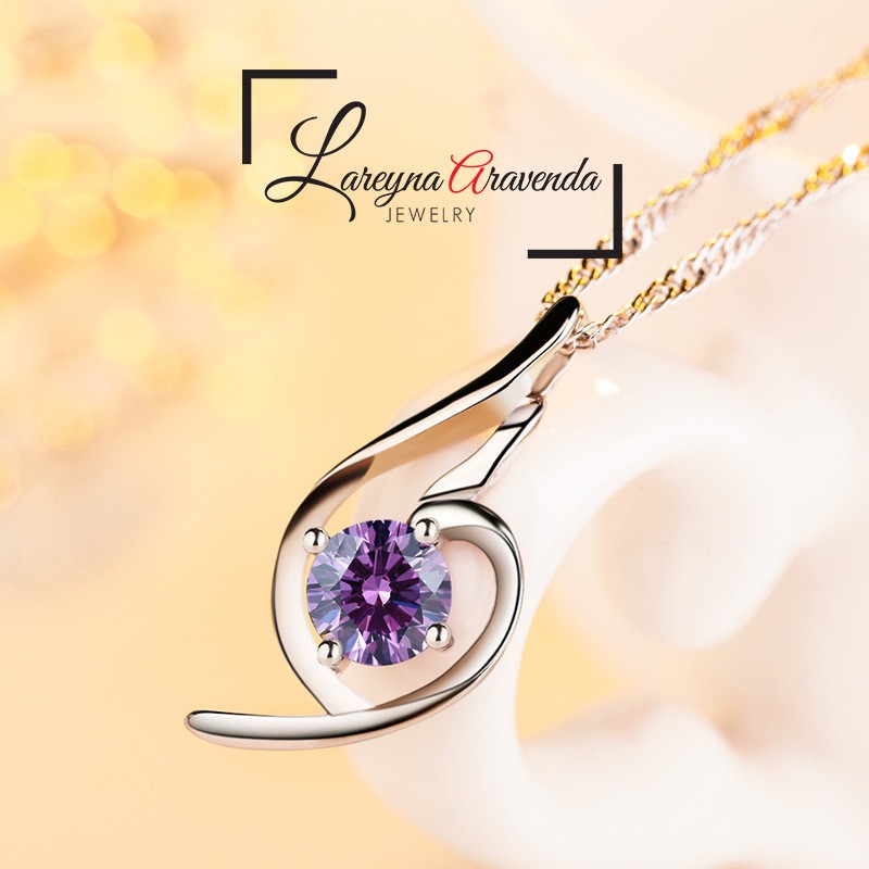 Kalung Titanium Asli + Liontin Model Pear Crystal Kristal Zirconia KL023