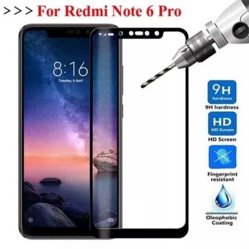 TEMPERED REDMI NOTE 6 PRO FULL COVER KUALITAS PREMIUM 9H REDMI