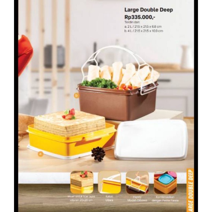 Large double deep tupperware / rantang tupperware 2 susun kapasitas 2L dan 4 L