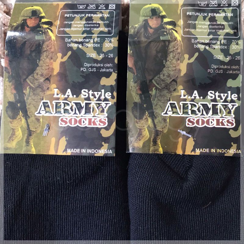 (Min 3pcs @12.000) Kaos kaki tentara polisi tni pdl army loreng bahan tebal (high quality) L.A.Style army socks